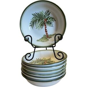 Gibson Designs PALM COURT GIDPAC Cereal Bowl Green Palm Tree Green - Set of 4